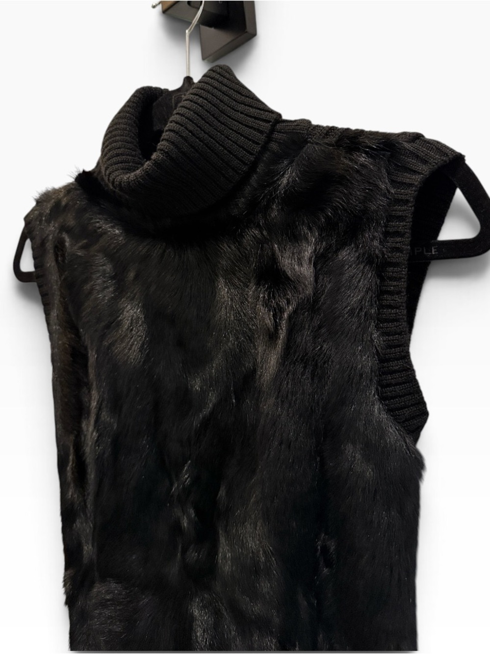 BCBGMaxAzria Black Genuine Goat Fur Top - Picture 5 of 12